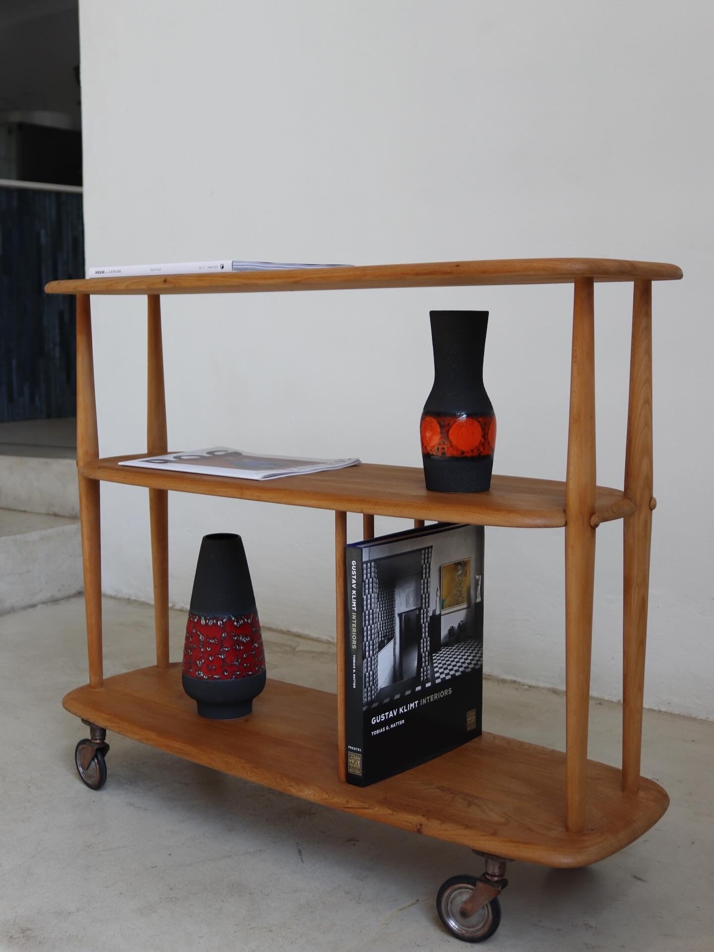 Mid Century Ercol Windsor Trolley Bookcase