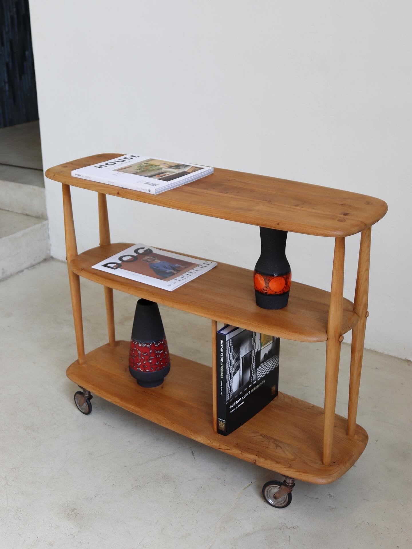 Mid Century Ercol Windsor Trolley Bookcase