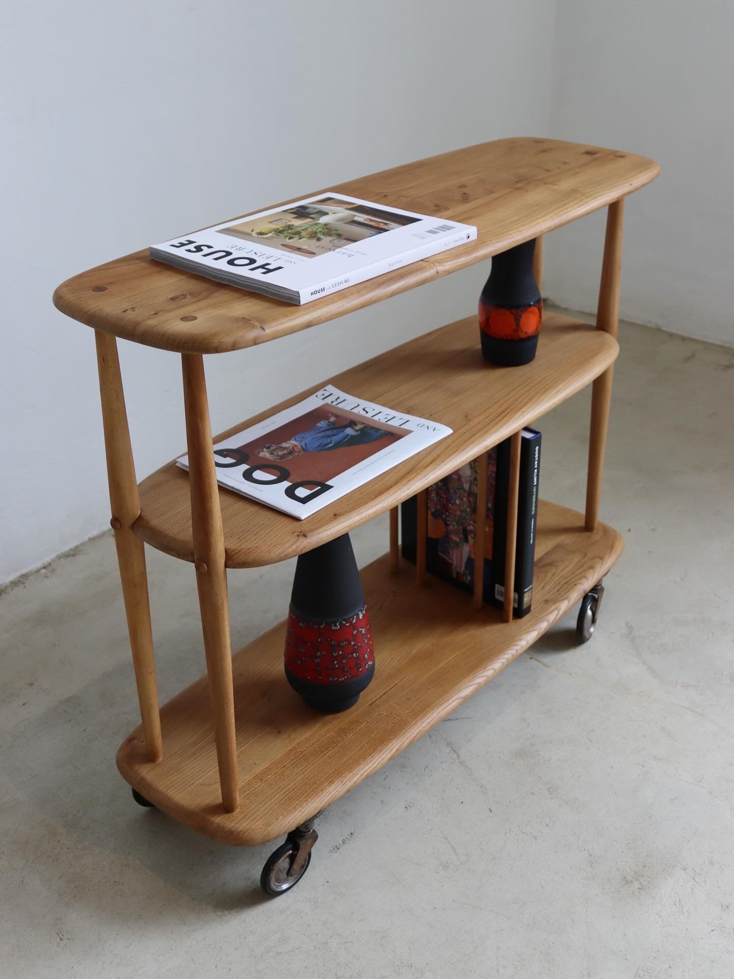 Mid Century Ercol Windsor Trolley Bookcase