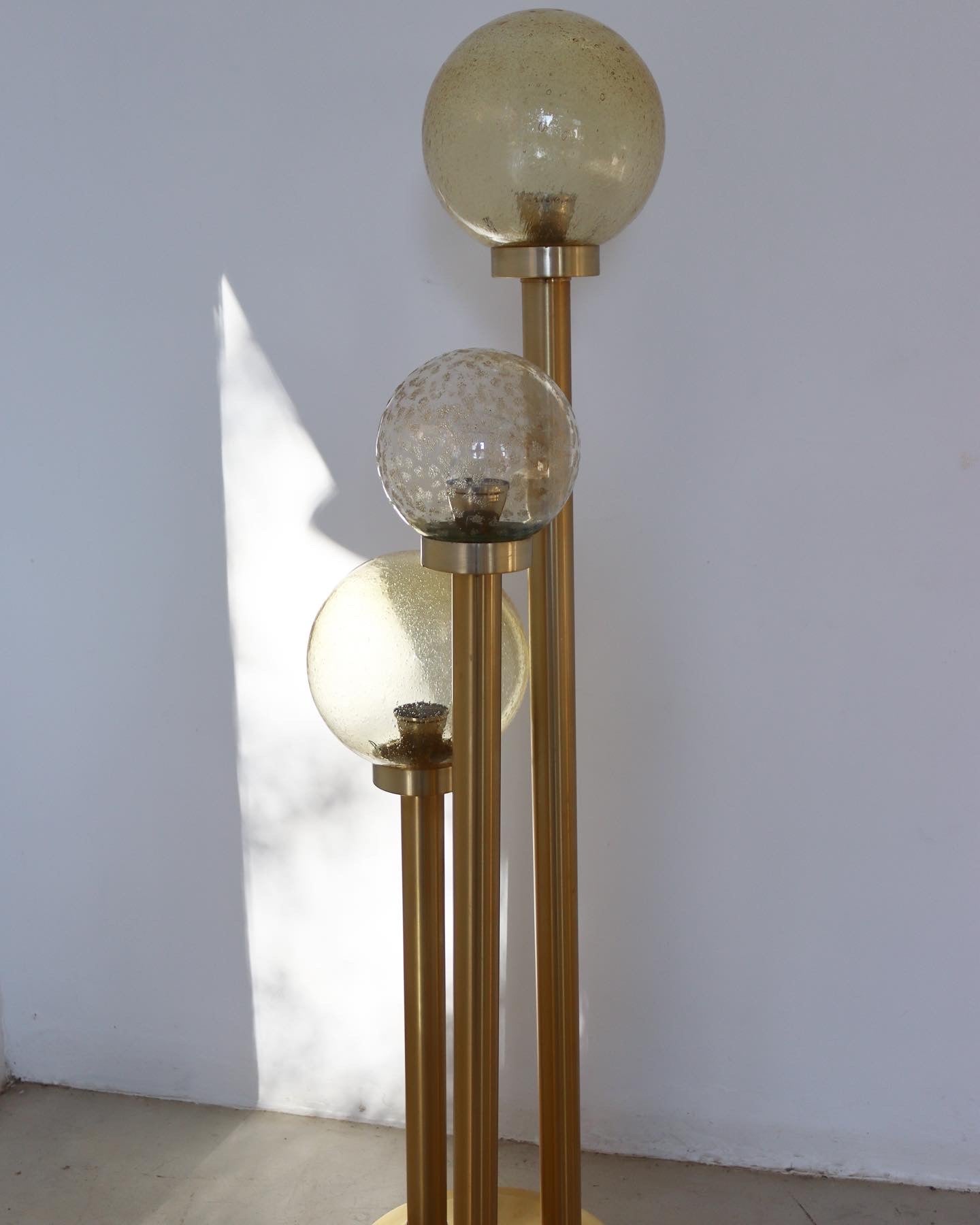 Mid-Century Three Ball Brass Lamp