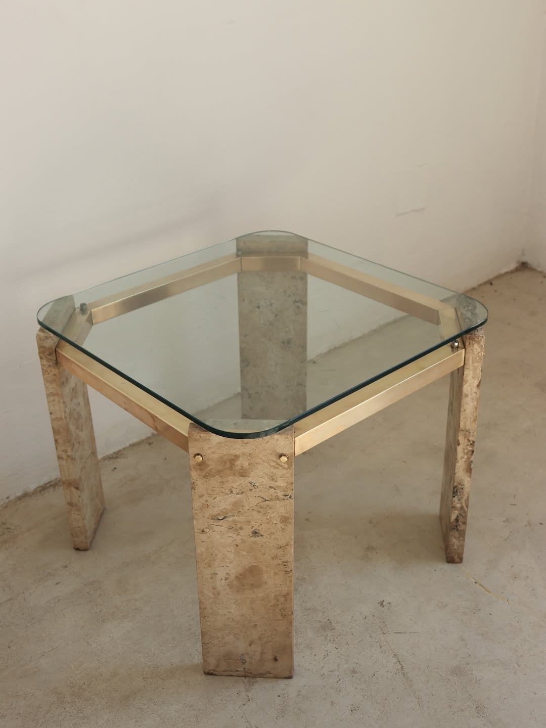 Vintage Travertine Side Table