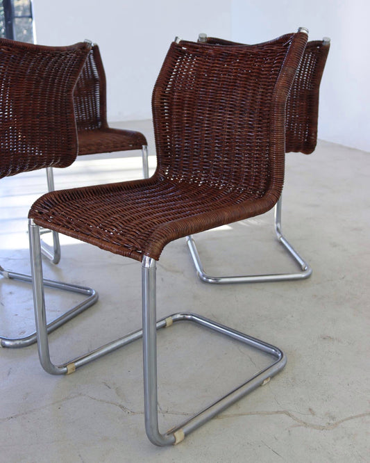 Vintage Woven rattan Cantilever Chairs