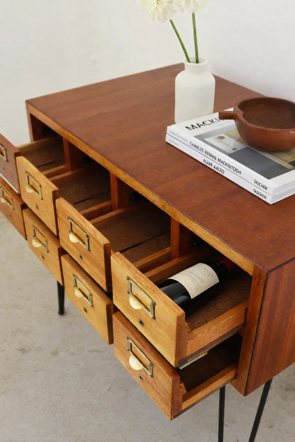 Mid-Century Library Card Cabinet